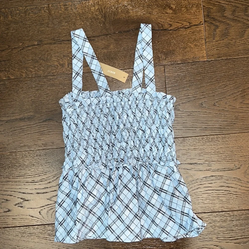 NWT! J.Crew Smocked Tank Top in Textured Plaid - Small - Picture 3 of 5